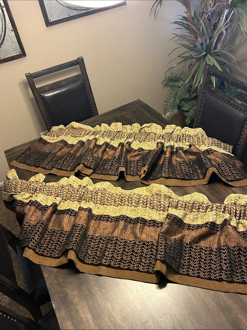 Croscill Valance - Brown and Gold  Patterned Includes 2